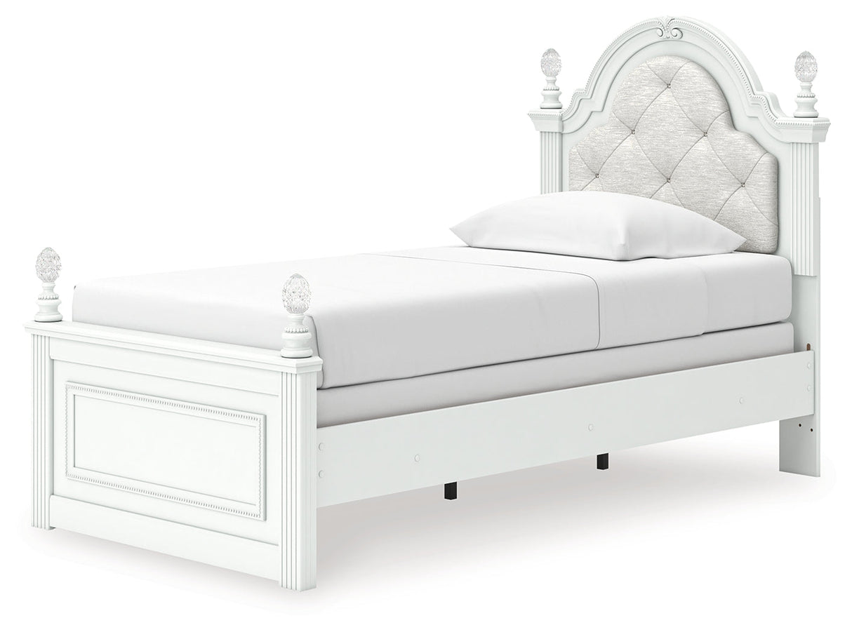 Kozlani White Twin Upholstered Panel Bed by Ashley at Eve Furniture