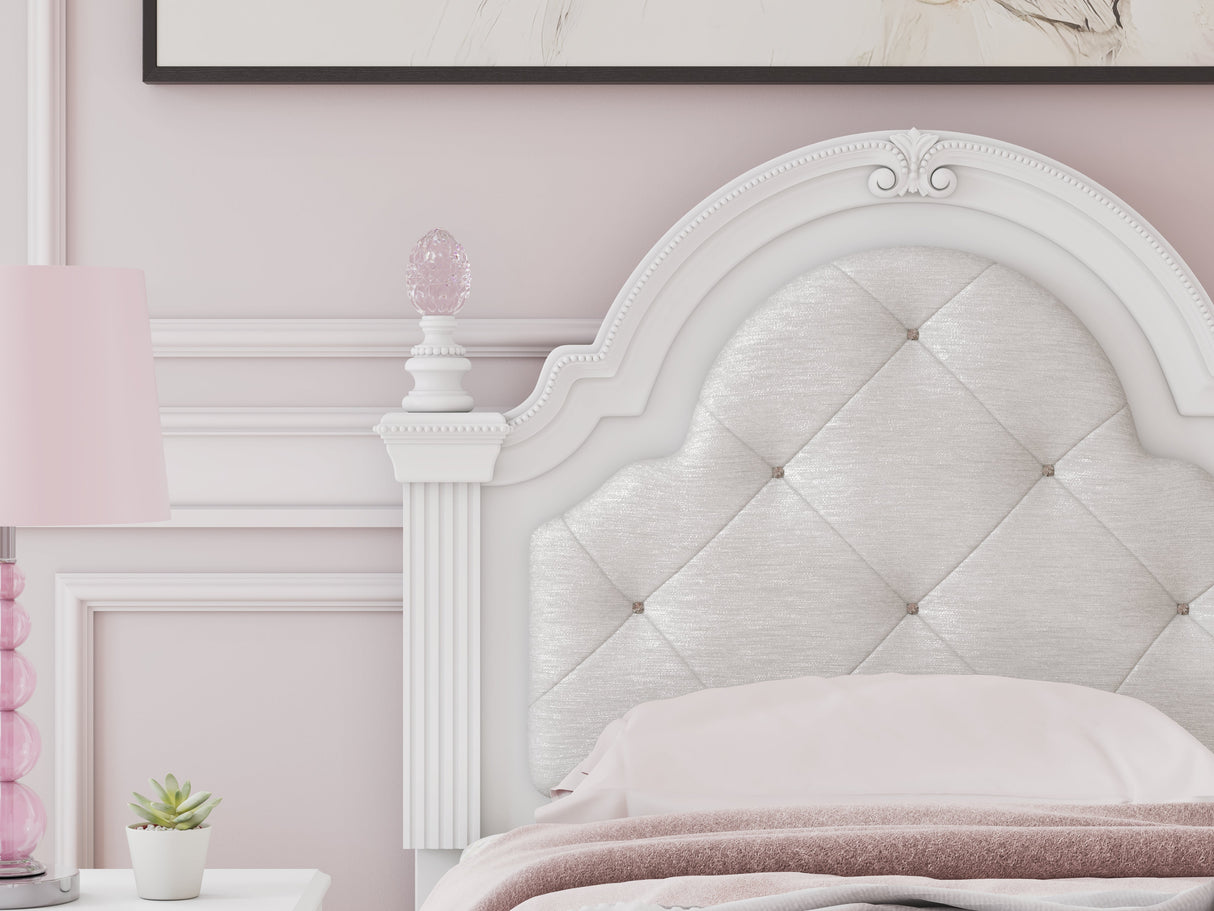 Kozlani White Twin Upholstered Panel Bed by Ashley at Eve Furniture