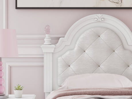 Kozlani White Twin Upholstered Panel Bed by Ashley at Eve Furniture