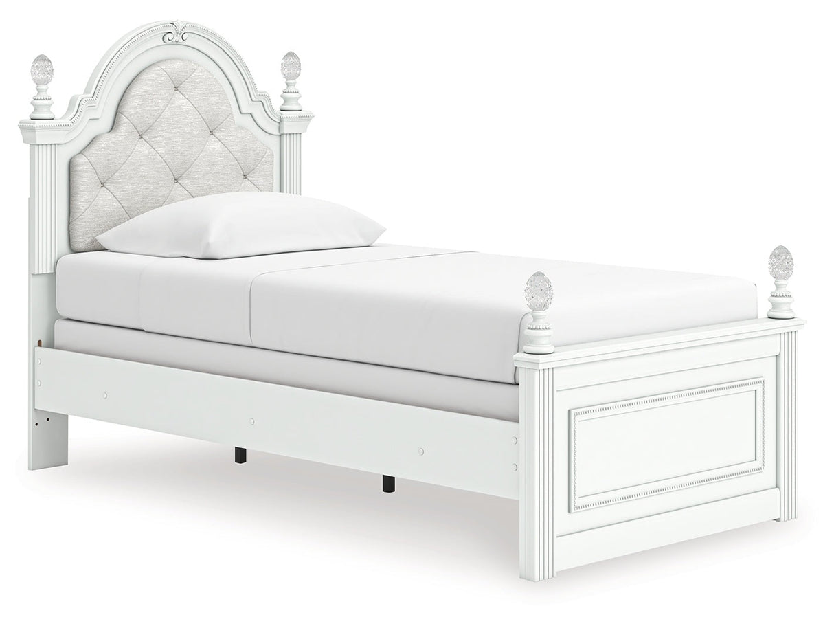 Kozlani White Twin Upholstered Panel Bed by Ashley at Eve Furniture