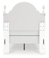 Kozlani White Twin Upholstered Panel Bed, Dresser and Mirror by Ashley at Eve Furniture