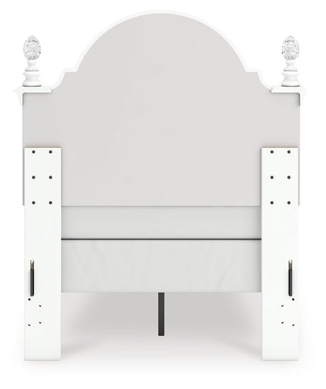 Kozlani White Twin Upholstered Panel Bed, Dresser and Mirror by Ashley at Eve Furniture