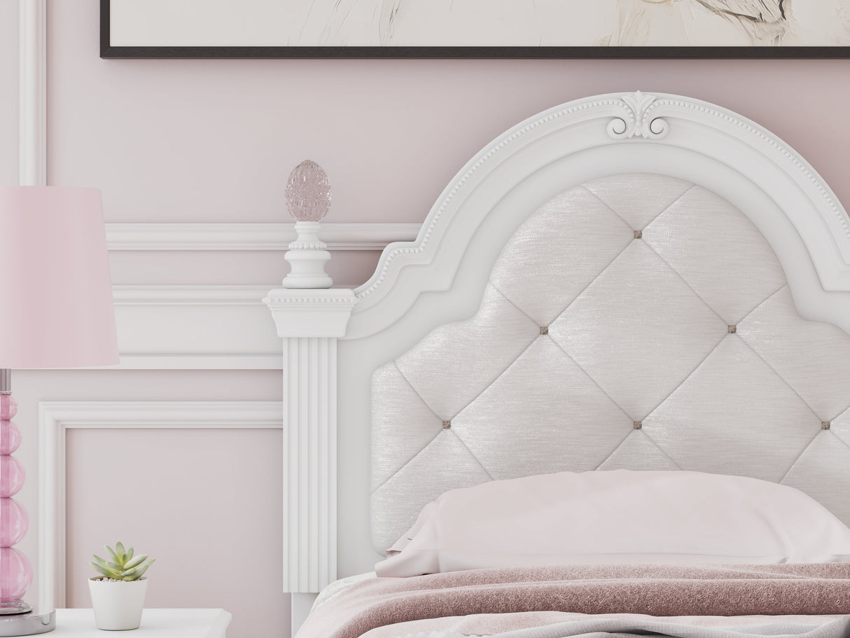 Kozlani White Twin Upholstered Panel Storage Bed by Ashley at Eve Furniture
