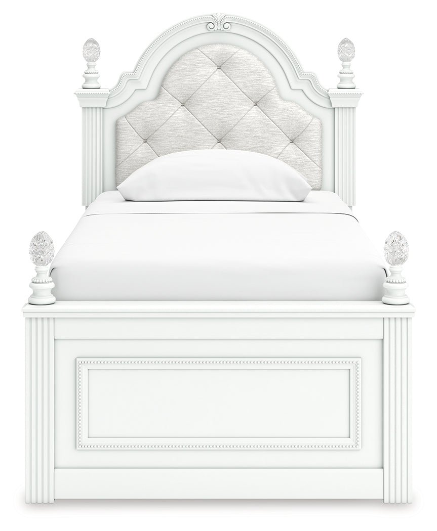 Kozlani White Twin Upholstered Panel Storage Bed by Ashley at Eve Furniture