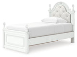 Kozlani White Twin Upholstered Panel Storage Bed by Ashley at Eve Furniture