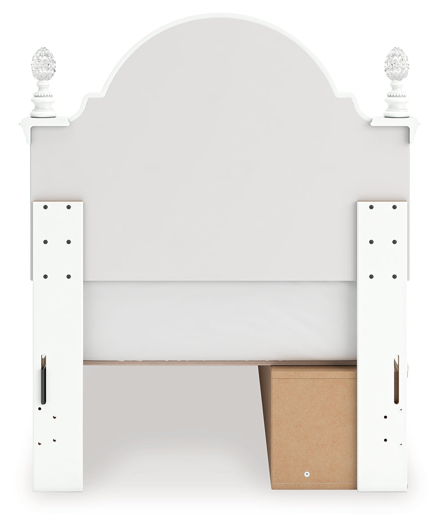 Kozlani White Twin Upholstered Panel Storage Bed by Ashley at Eve Furniture