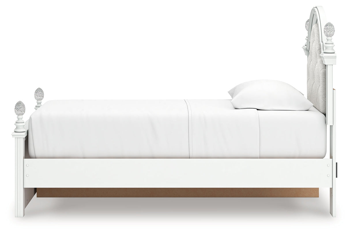Kozlani White Twin Upholstered Panel Storage Bed by Ashley at Eve Furniture