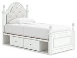 Kozlani White Twin Upholstered Panel Storage Bed by Ashley at Eve Furniture