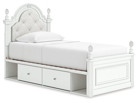 Kozlani White Twin Upholstered Panel Storage Bed by Ashley at Eve Furniture