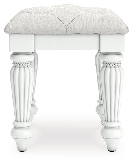 Kozlani White Vanity, Mirror and Stool by Ashley at Eve Furniture