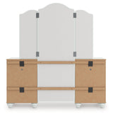 Kozlani White Vanity, Mirror and Stool by Ashley Furniture at Eve Furniture