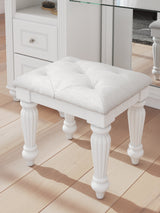 Kozlani White Vanity, Mirror and Stool by Ashley Furniture at Eve Furniture