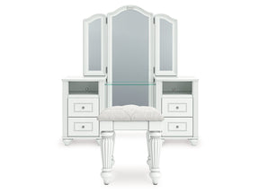 Kozlani White Vanity, Mirror and Stool by Ashley at Eve Furniture