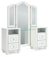 Kozlani White Vanity with Mirror by Ashley at Eve Furniture