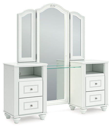 Kozlani White Vanity with Mirror by Ashley at Eve Furniture