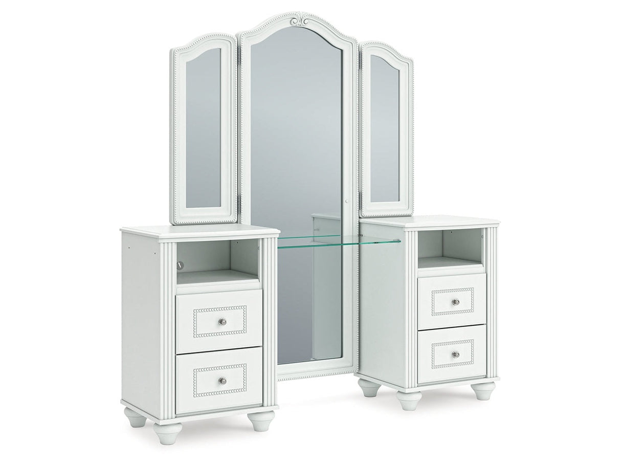 Kozlani White Vanity with Mirror by Ashley at Eve Furniture