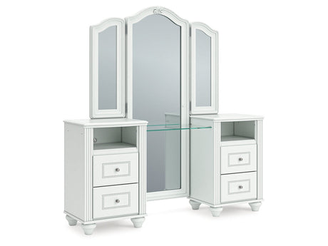 Kozlani White Vanity with Mirror by Ashley at Eve Furniture