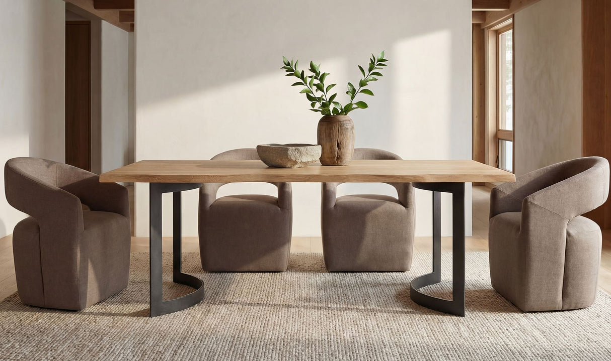 Barrow Rolling Dining Chair Soft Taupe