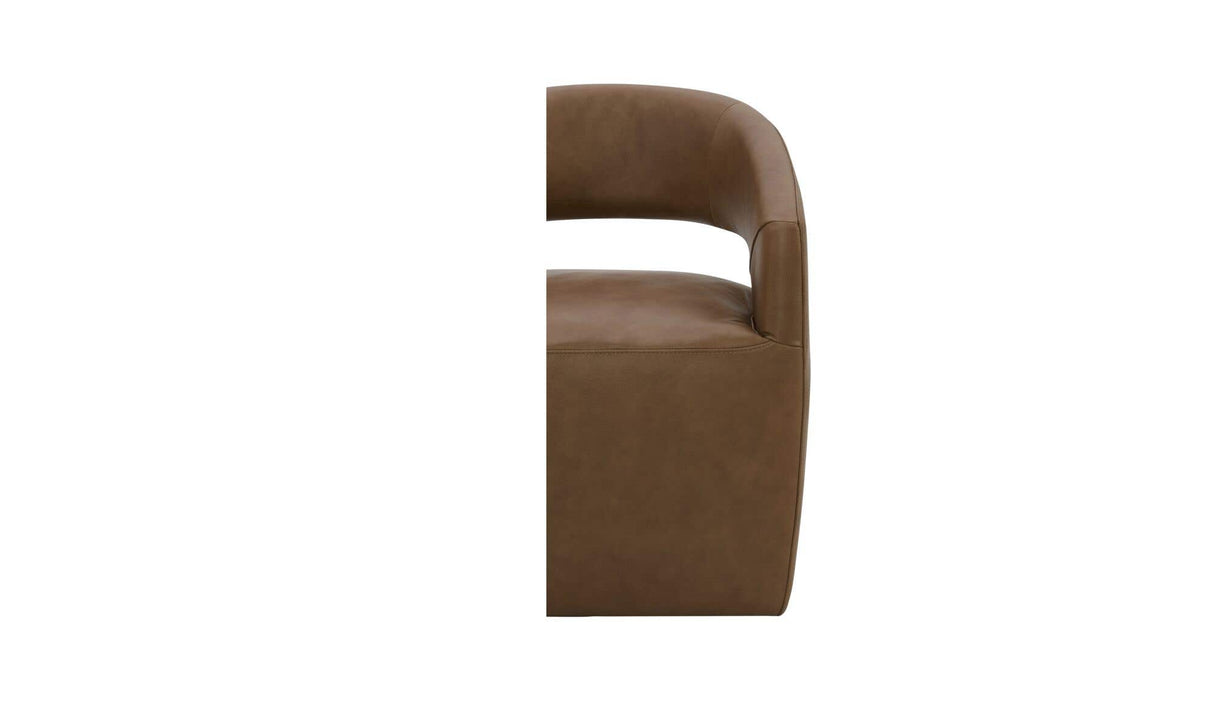 Barrow Rolling Dining Chair Tan Leather