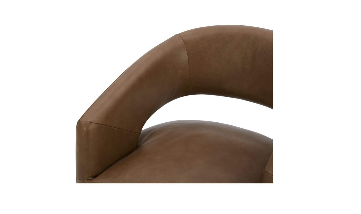 Barrow Rolling Dining Chair Tan Leather