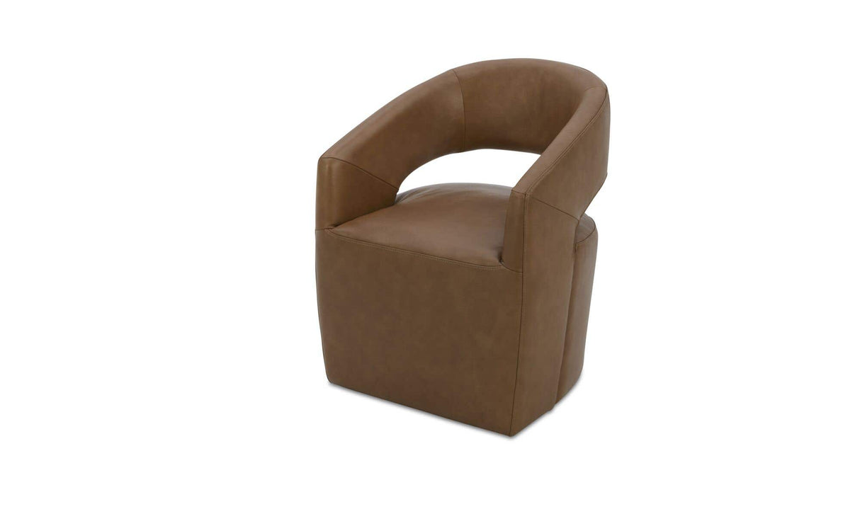 Barrow Rolling Dining Chair Tan Leather