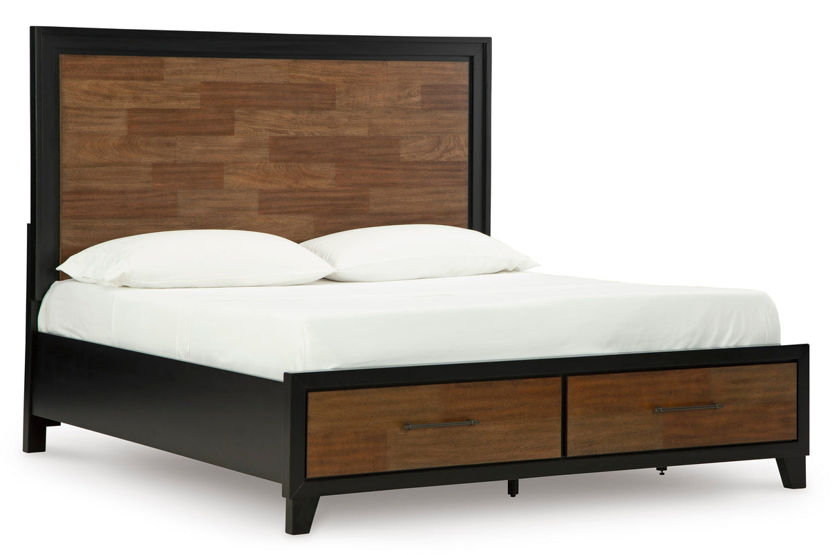 Kraeburn Brown/Black California King Storage Panel Bed by Ashley at Eve Furniture