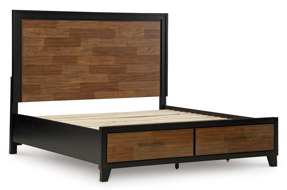 Kraeburn Brown/Black King Storage Panel Bed by Ashley at Eve Furniture