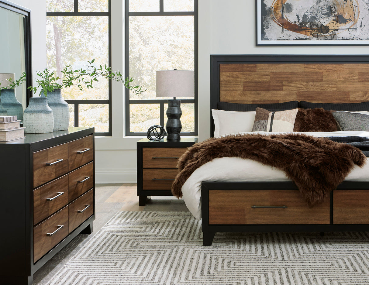 Kraeburn Brown/Black King Storage Panel Bed by Ashley at Eve Furniture