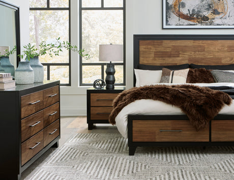Kraeburn Brown/Black King Storage Panel Bed by Ashley at Eve Furniture