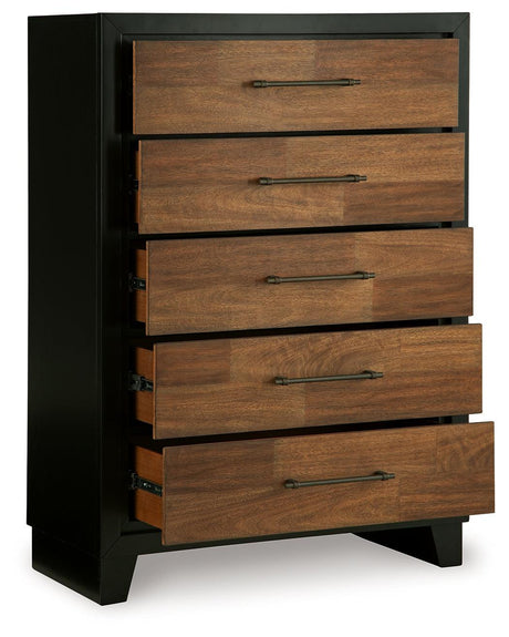 Kraeburn Brown/Black Chest of Drawers by Ashley at Eve Furniture