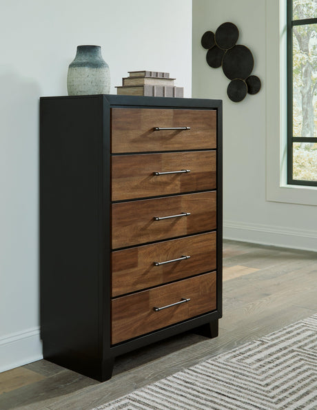 Kraeburn Brown/Black Chest of Drawers by Ashley at Eve Furniture