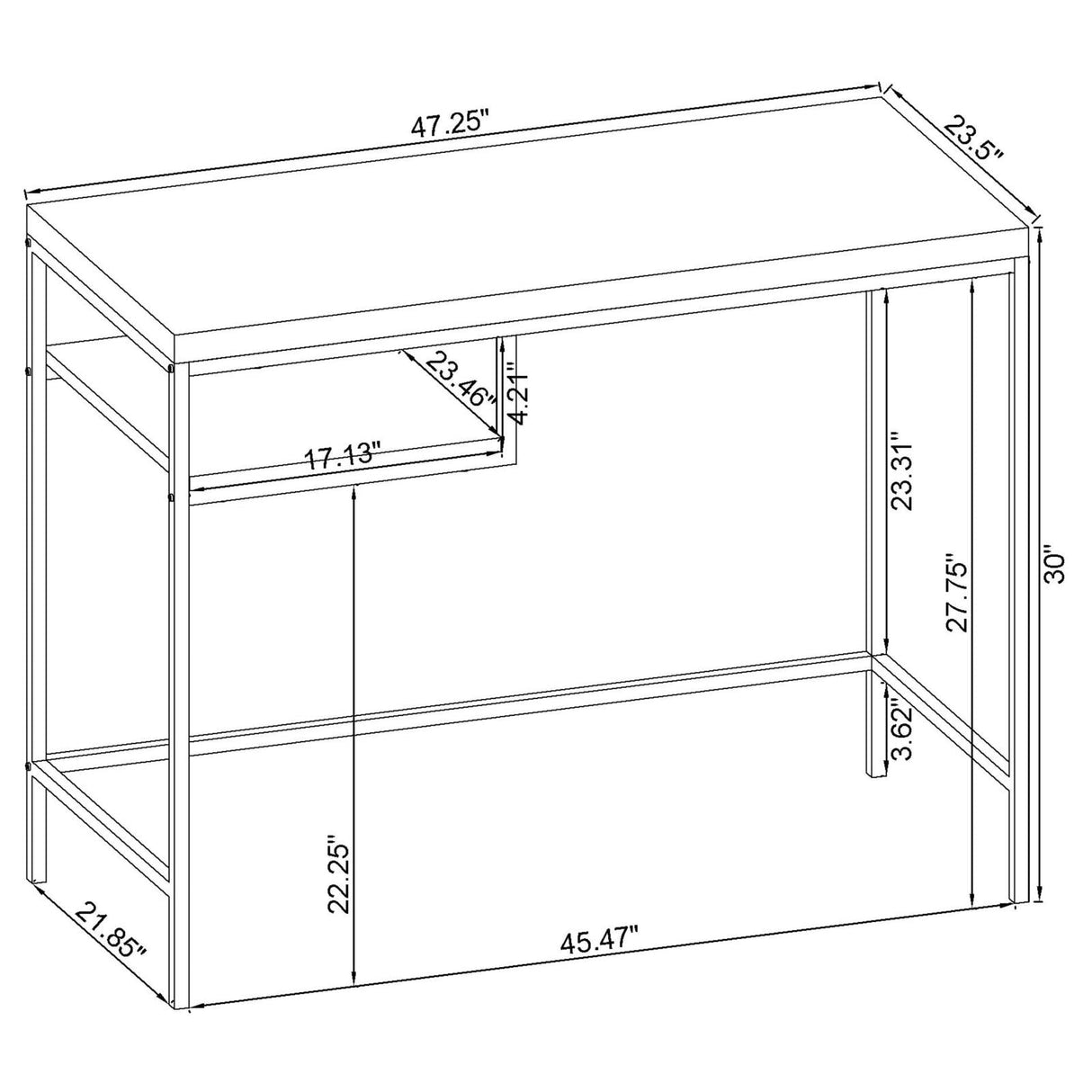 Kravitz Weathered Gray/Chrome Rectangular Writing Desk