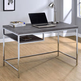 Kravitz Weathered Gray/Chrome Rectangular Writing Desk