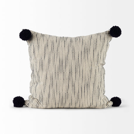 Krystal Cream/Black Pom Pom Decorative Pillow Cover by Mercana at Eve Furniture