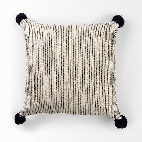 Krystal Cream/Black Pom Pom Decorative Pillow Cover by Mercana at Eve Furniture