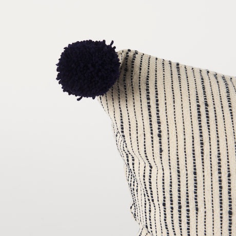 Krystal Cream/Black Pom Pom Decorative Pillow Cover by Mercana at Eve Furniture
