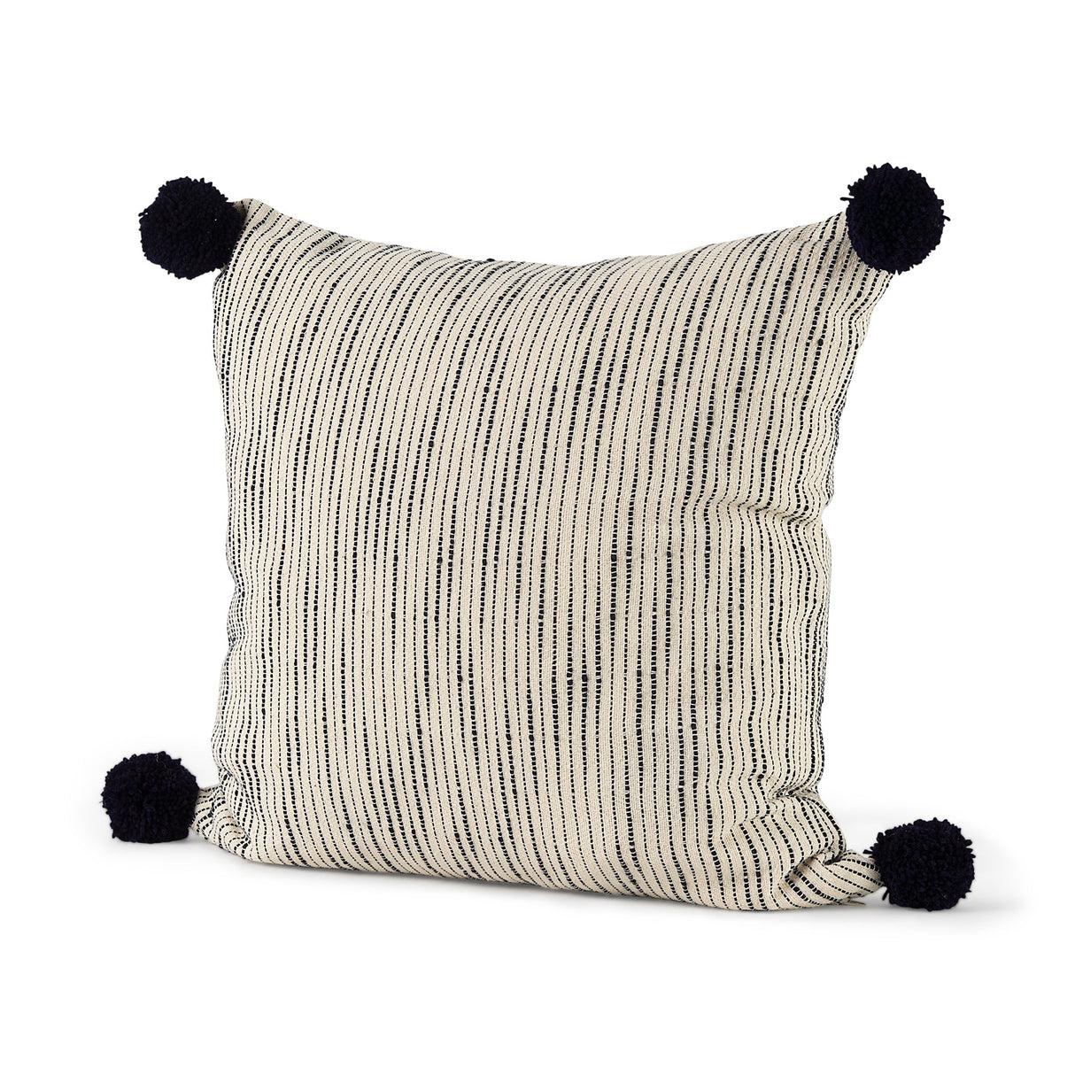 Krystal Cream/Black Pom Pom Decorative Pillow Cover by Mercana at Eve Furniture