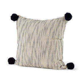 Krystal Cream/Black Pom Pom Decorative Pillow Cover by Mercana at Eve Furniture
