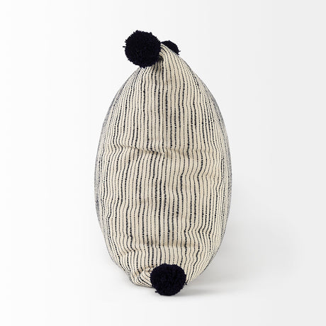 Krystal Cream/Black Pom Pom Pillow Cover w/Filler, Set of 2 by Mercana at Eve Furniture