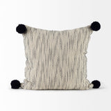 Krystal Cream/Black Pom Pom Pillow Cover w/Non-Allergen Filler, Set of 2 by Mercana at Eve Furniture