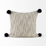 Krystal Cream/Blue Pom Pom Decorative Pillow Cover by Mercana at Eve Furniture