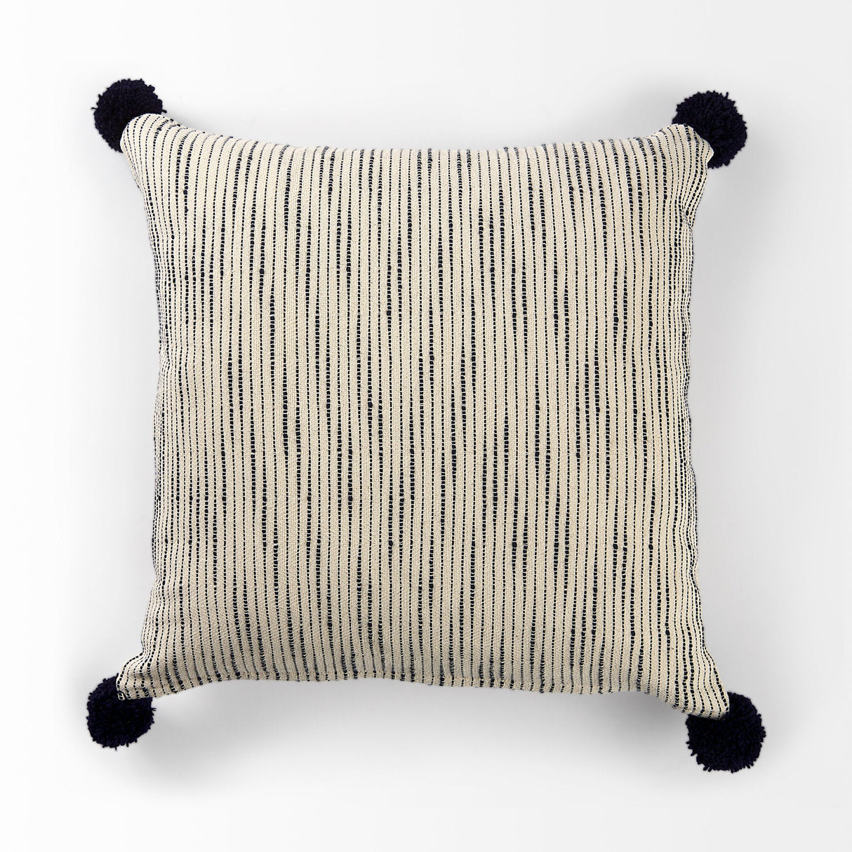 Krystal Cream/Blue Pom Pom Decorative Pillow Cover by Mercana at Eve Furniture