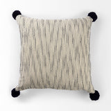 Krystal Cream/Blue Pom Pom Decorative Pillow Cover by Mercana at Eve Furniture