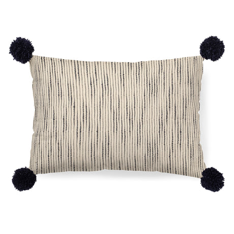 Krystal Cream/Blue Pom Pom Decorative Pillow Cover by Mercana at Eve Furniture