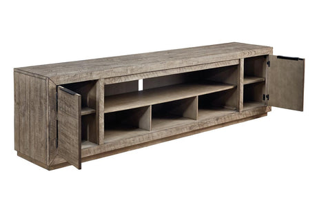 Krystanza Weathered Gray 92" TV Stand by Ashley at Eve Furniture