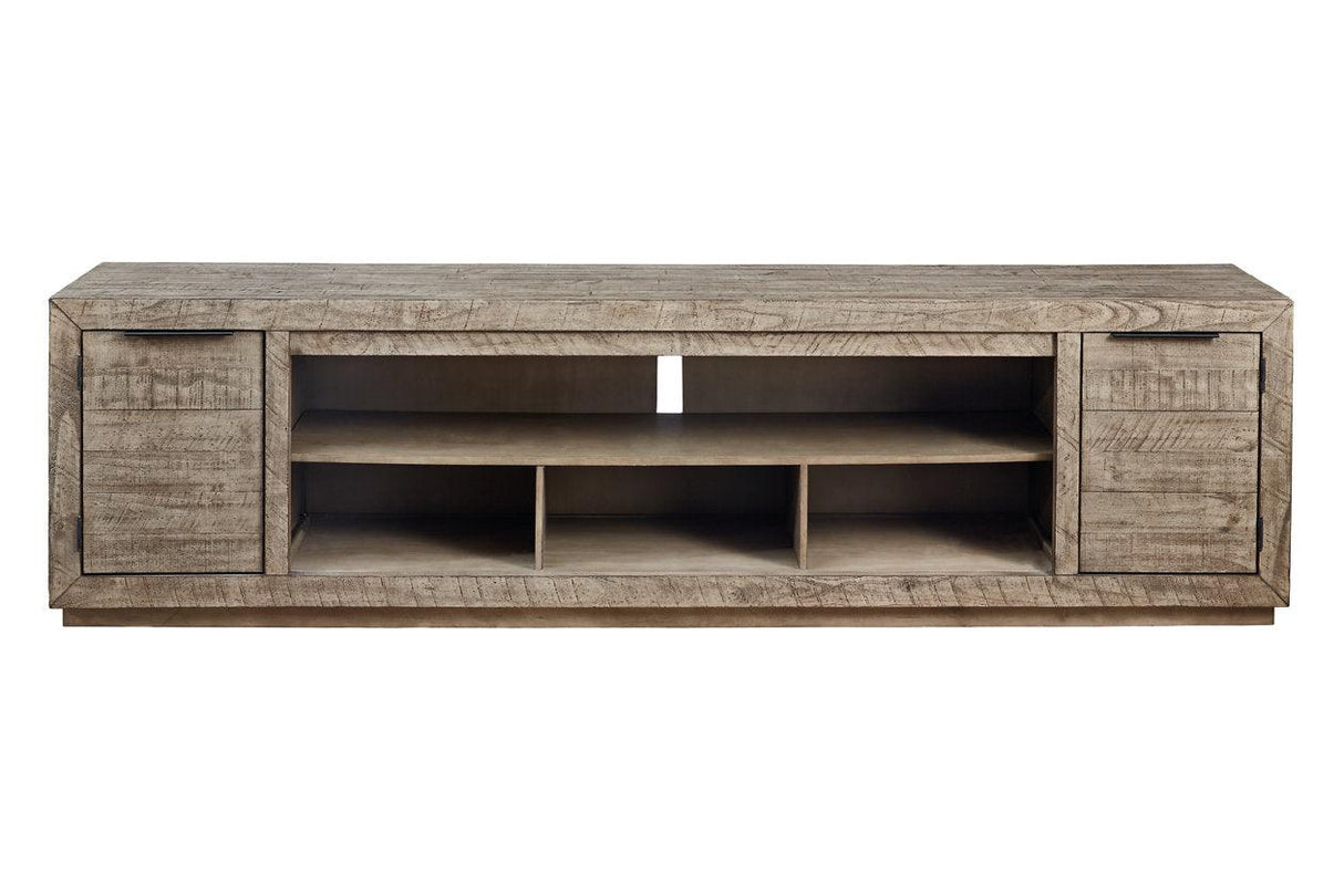 Krystanza Weathered Gray 92" TV Stand by Ashley at Eve Furniture