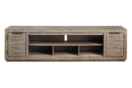Krystanza Weathered Gray 92" TV Stand by Ashley at Eve Furniture