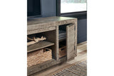 Krystanza Weathered Gray 92" TV Stand by Ashley at Eve Furniture