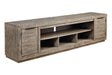 Krystanza Weathered Gray 92" TV Stand by Ashley at Eve Furniture