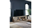 Krystanza Weathered Gray 92" TV Stand by Ashley at Eve Furniture